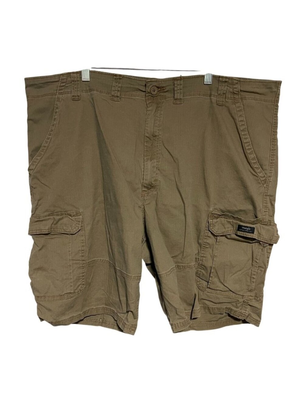 Wrangler Mens Relaxed Fit Cargo Shorts Size 46 Khaki Cotton Blend Casual Durable